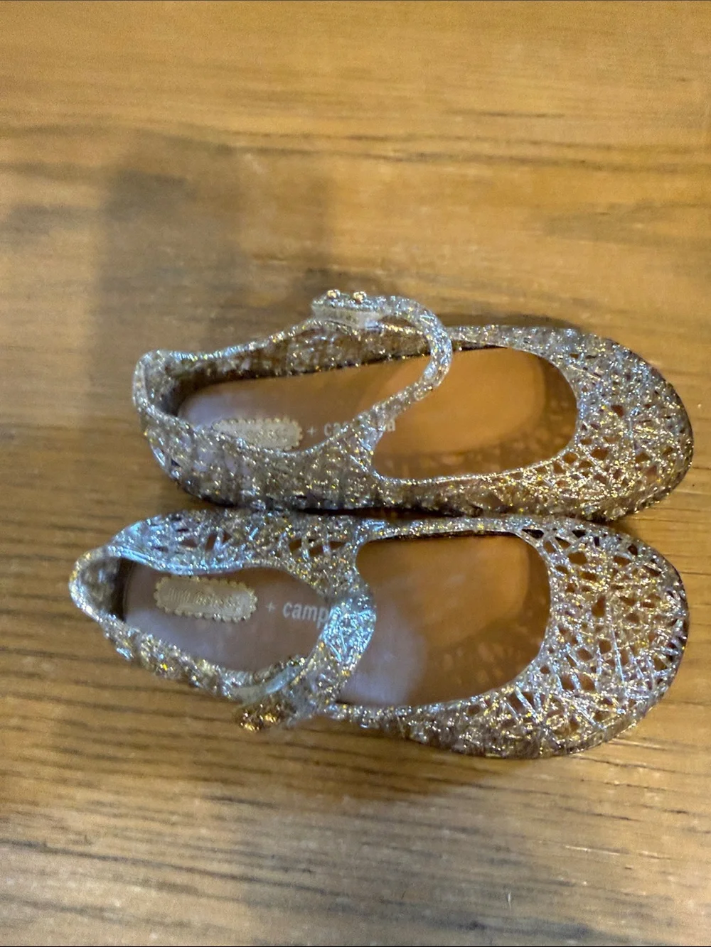 Mini Melissa Sparkle Mary Jane Shoes in Gold Glitter - never worn!